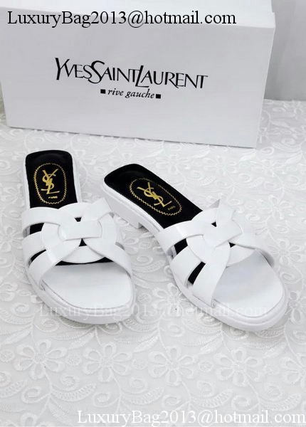 Yves Saint Laurent Patent Leather Slipper YSL287 White