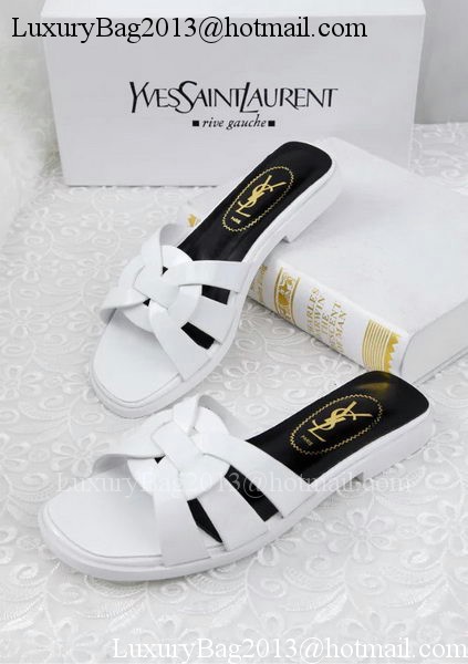 Yves Saint Laurent Patent Leather Slipper YSL287 White