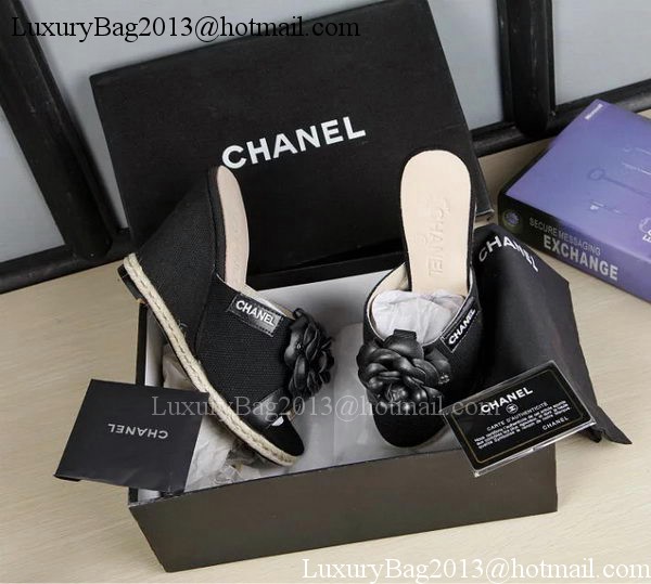 Chanel 90mm Leather Wedge CH1772 Black