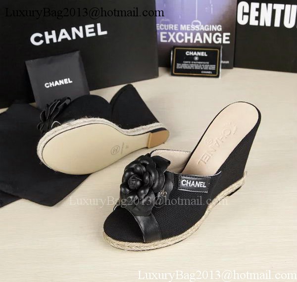 Chanel 90mm Leather Wedge CH1772 Black