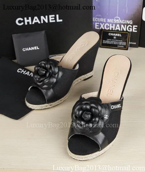 Chanel 90mm Leather Wedge CH1772 Black