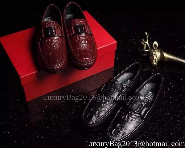 Ferragamo Men Casual Shoes FL902 Burgundy