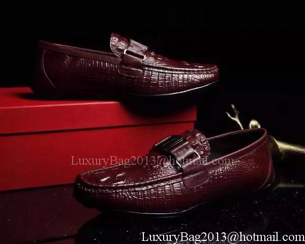 Ferragamo Men Casual Shoes FL902 Burgundy