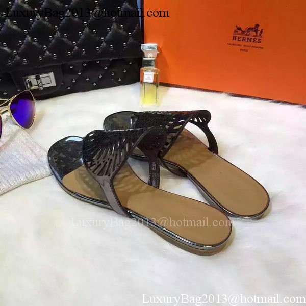 Hermes Flip-Flop Leather HO707 Black