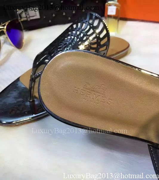 Hermes Flip-Flop Leather HO707 Black