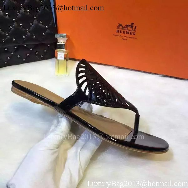 Hermes Flip-Flop Leather HO708 Black