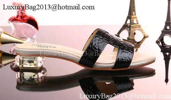 Hermes Slippers Leather HO661 Black