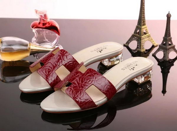 Hermes Slippers Leather HO661 Red