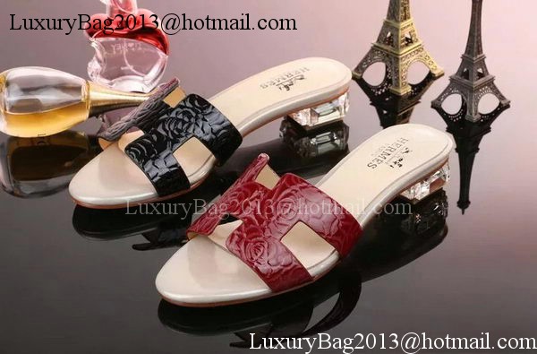 Hermes Slippers Leather HO661 Red