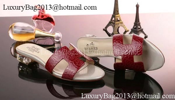 Hermes Slippers Leather HO661 Red