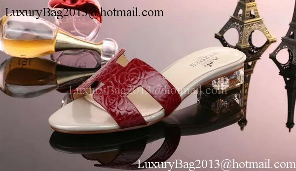 Hermes Slippers Leather HO661 Red