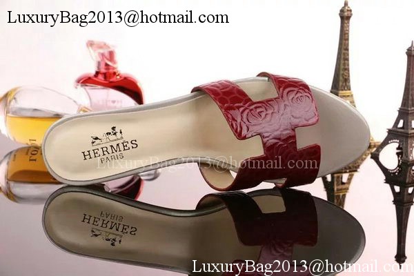 Hermes Slippers Leather HO661 Red