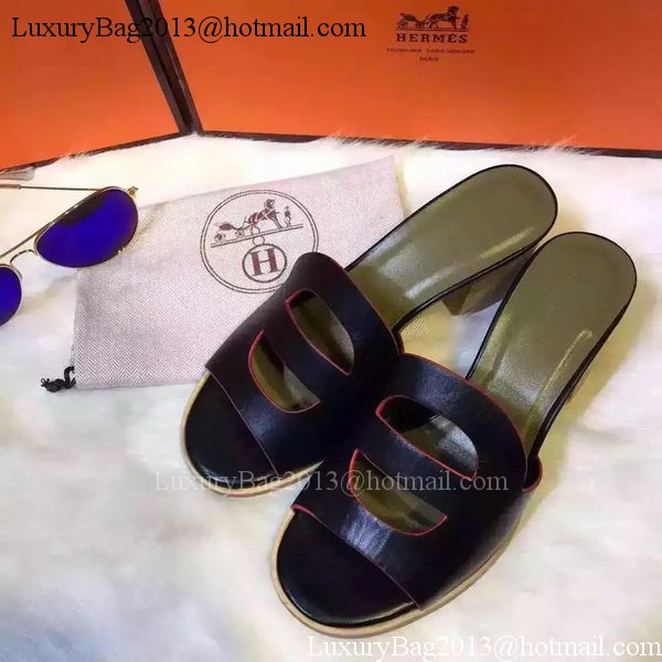 Hermes Slippers Leather HO710 Black