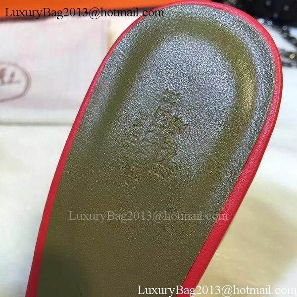 Hermes Slippers Leather HO710 Red