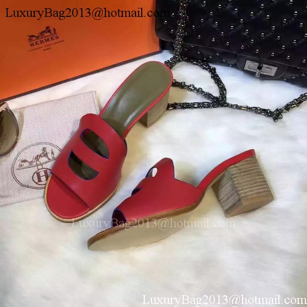 Hermes Slippers Leather HO710 Red