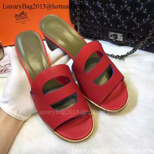 Hermes Slippers Leather HO710 Red