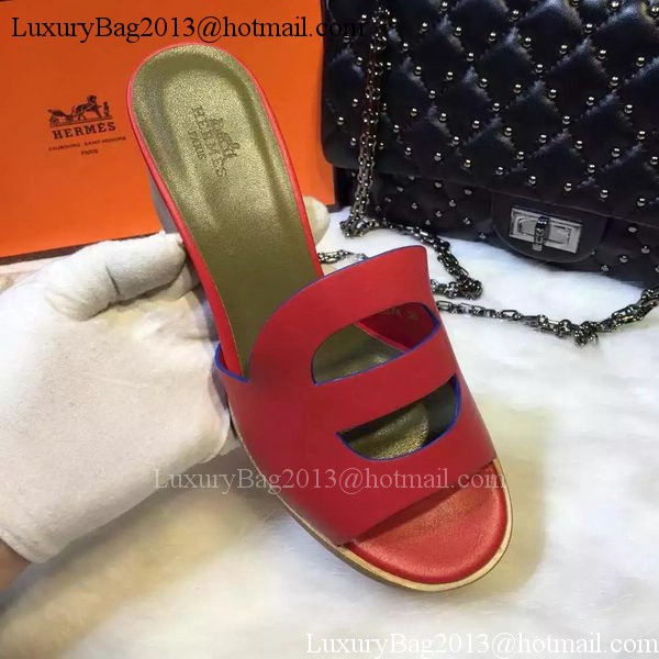 Hermes Slippers Leather HO710 Red