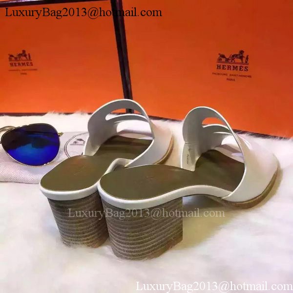 Hermes Slippers Leather HO710 White