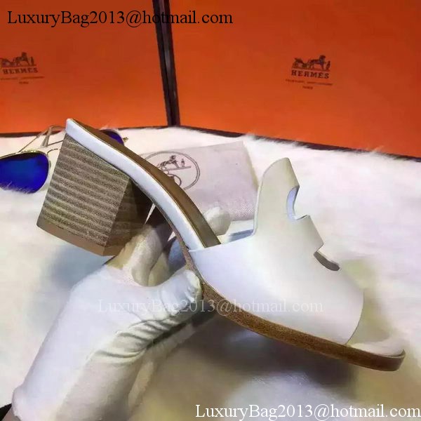 Hermes Slippers Leather HO710 White