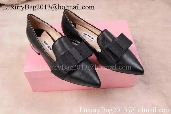 miu miu Leather Flat MM442 Black