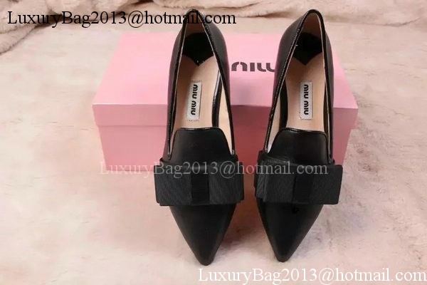 miu miu Leather Flat MM442 Black