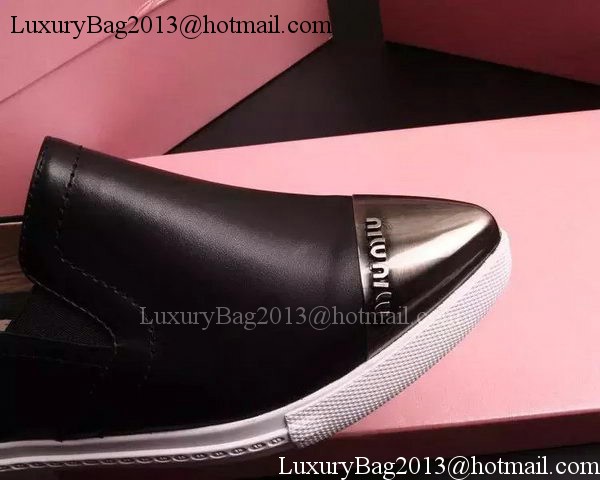 miu miu Leather Flat MM443 Black