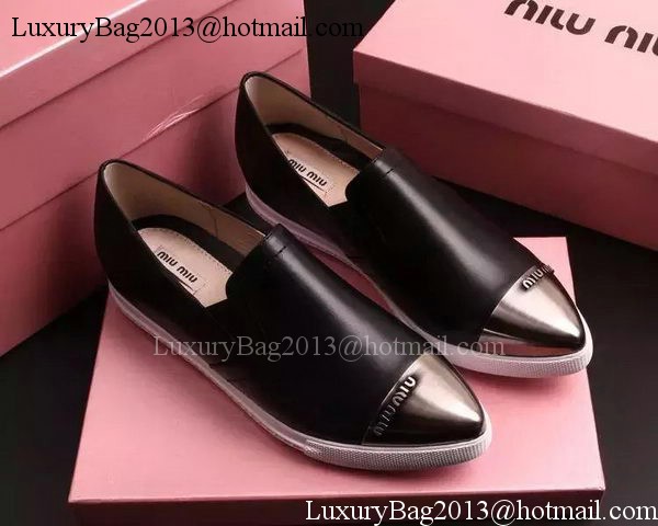 miu miu Leather Flat MM443 Black