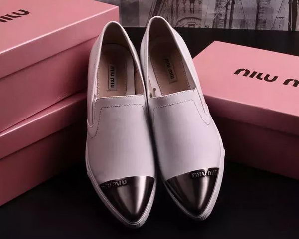 miu miu Leather Flat MM443 White