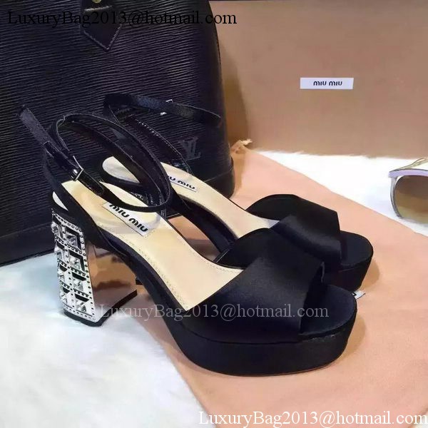 miu miu Leather Sandal MM448 Black