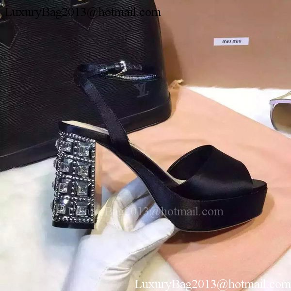 miu miu Leather Sandal MM448 Black