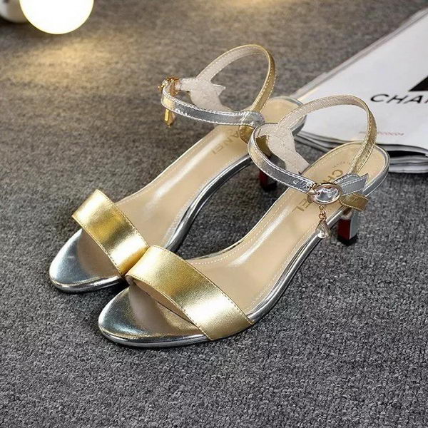 Chanel Leather 60mm Sandal CH1801 Gold