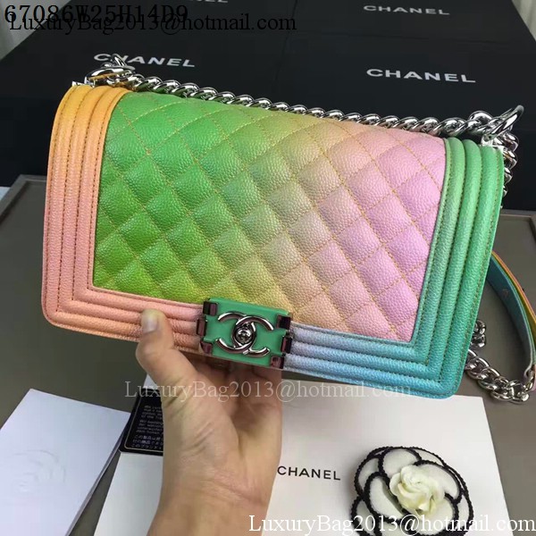 Boy Chanel Flap Shoulder Bag Pearl Caviar Leather A67086 Multicolour
