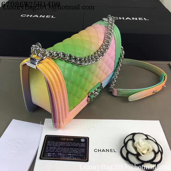 Boy Chanel Flap Shoulder Bag Pearl Caviar Leather A67086 Multicolour