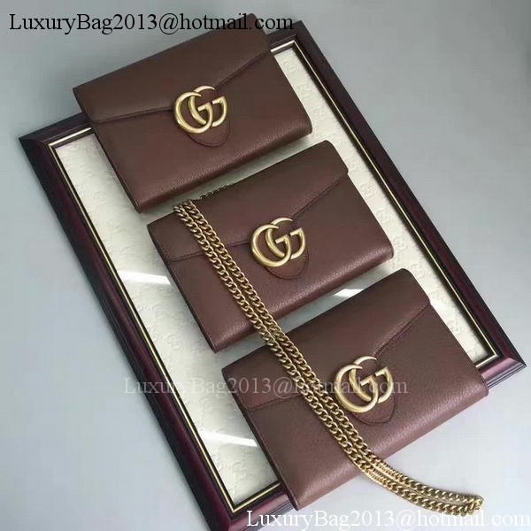 Gucci GG Marmont Leather mini Chain Bag 401232 Brown
