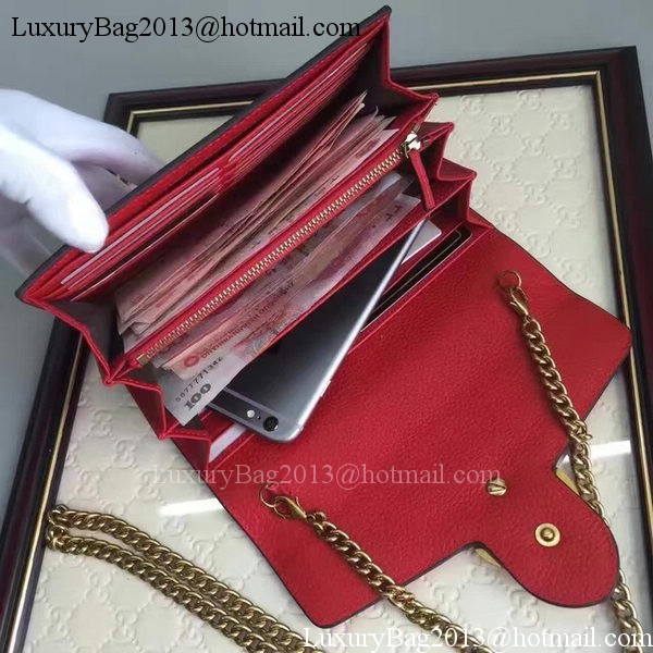 Gucci GG Marmont Leather mini Chain Bag 401232 Red