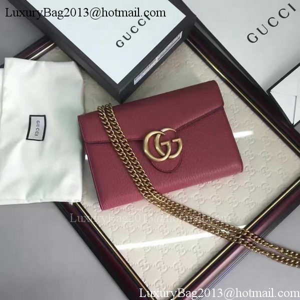 Gucci GG Marmont Leather mini Chain Bag 401232 Wine