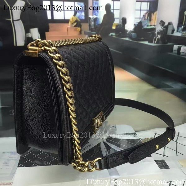 Boy Chanel Flap Bags Original Black Cannage Pattern A67088 Gold