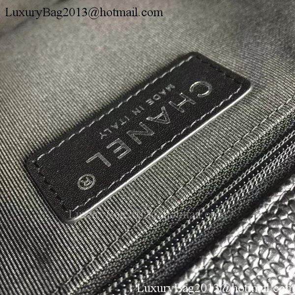 Boy Chanel Flap Bags Original Black Cannage Pattern A67088 Silver