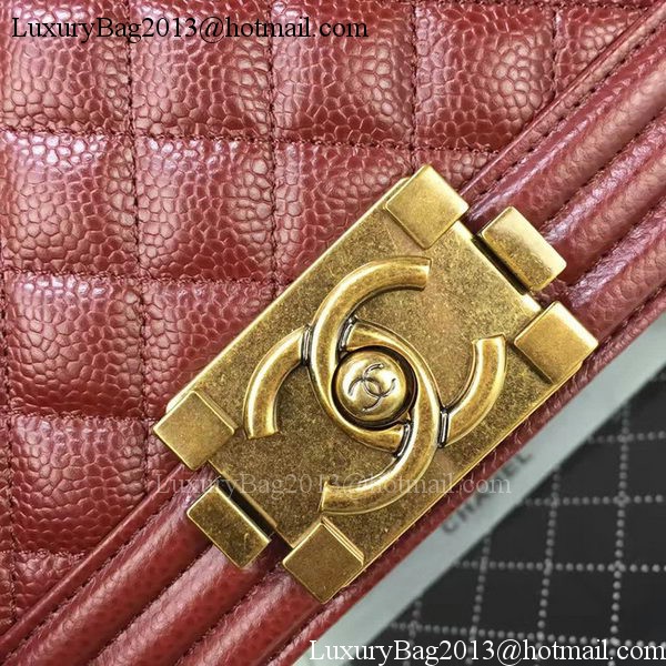 Boy Chanel Flap Bags Original Wine Cannage Pattern A67088 Gold