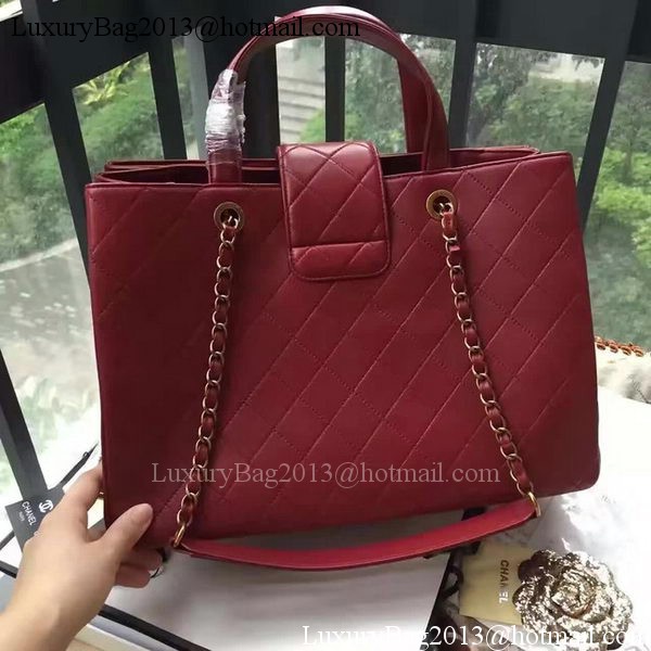 Chanel Tote Shopper Bag Sheepskin Leather A24603 Red