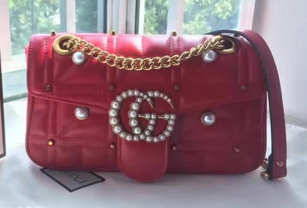 Gucci GG Marmont Matelasse Shoulder Bag 443496 Red