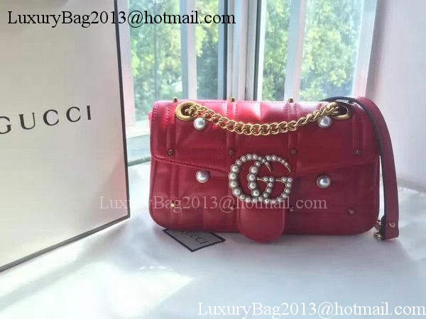 Gucci GG Marmont Matelasse Shoulder Bag 443496 Red