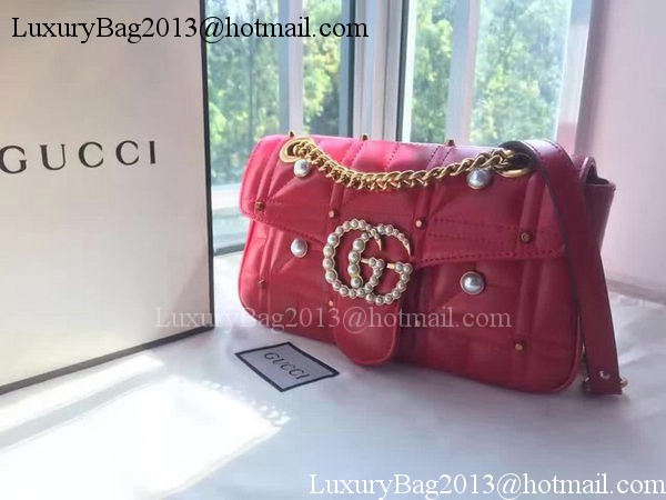 Gucci GG Marmont Matelasse Shoulder Bag 443496 Red