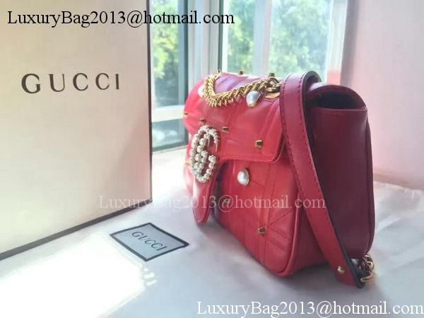 Gucci GG Marmont Matelasse Shoulder Bag 443496 Red