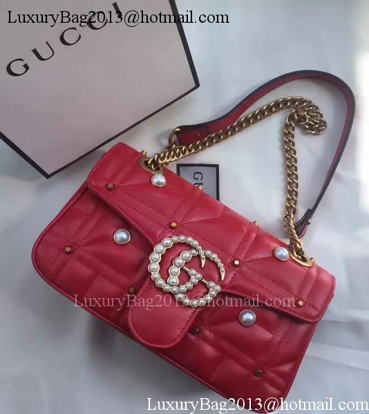 Gucci GG Marmont Matelasse Shoulder Bag 443496 Red