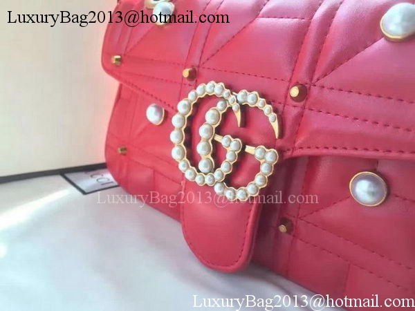 Gucci GG Marmont Matelasse Shoulder Bag 443496 Red