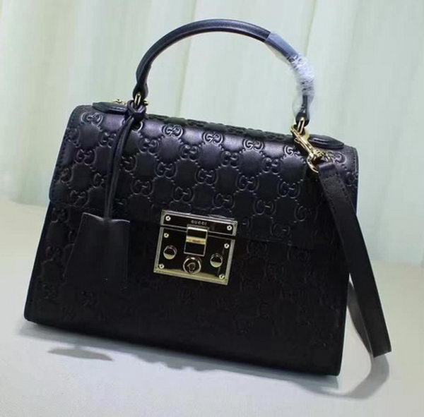 Gucci Padlock Gucci Signature Top Handle Bag 453188 Black