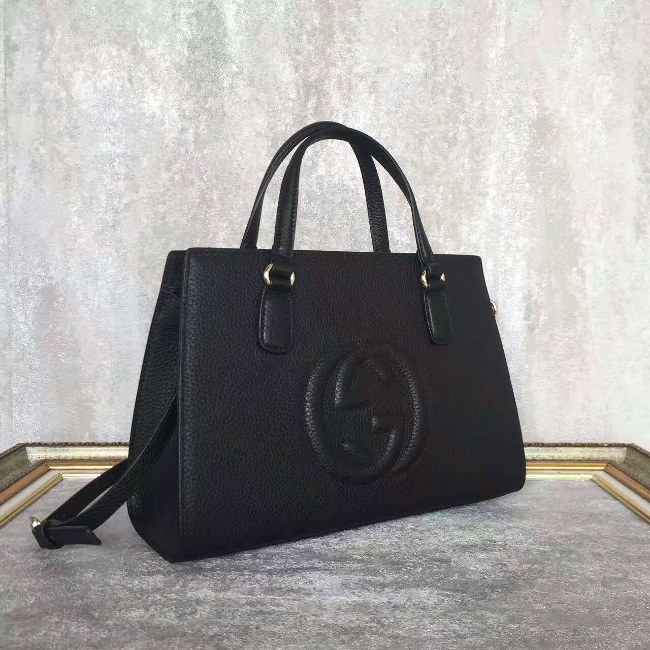 GUCCI Soho Leather Top Handle Bag 431572 Black