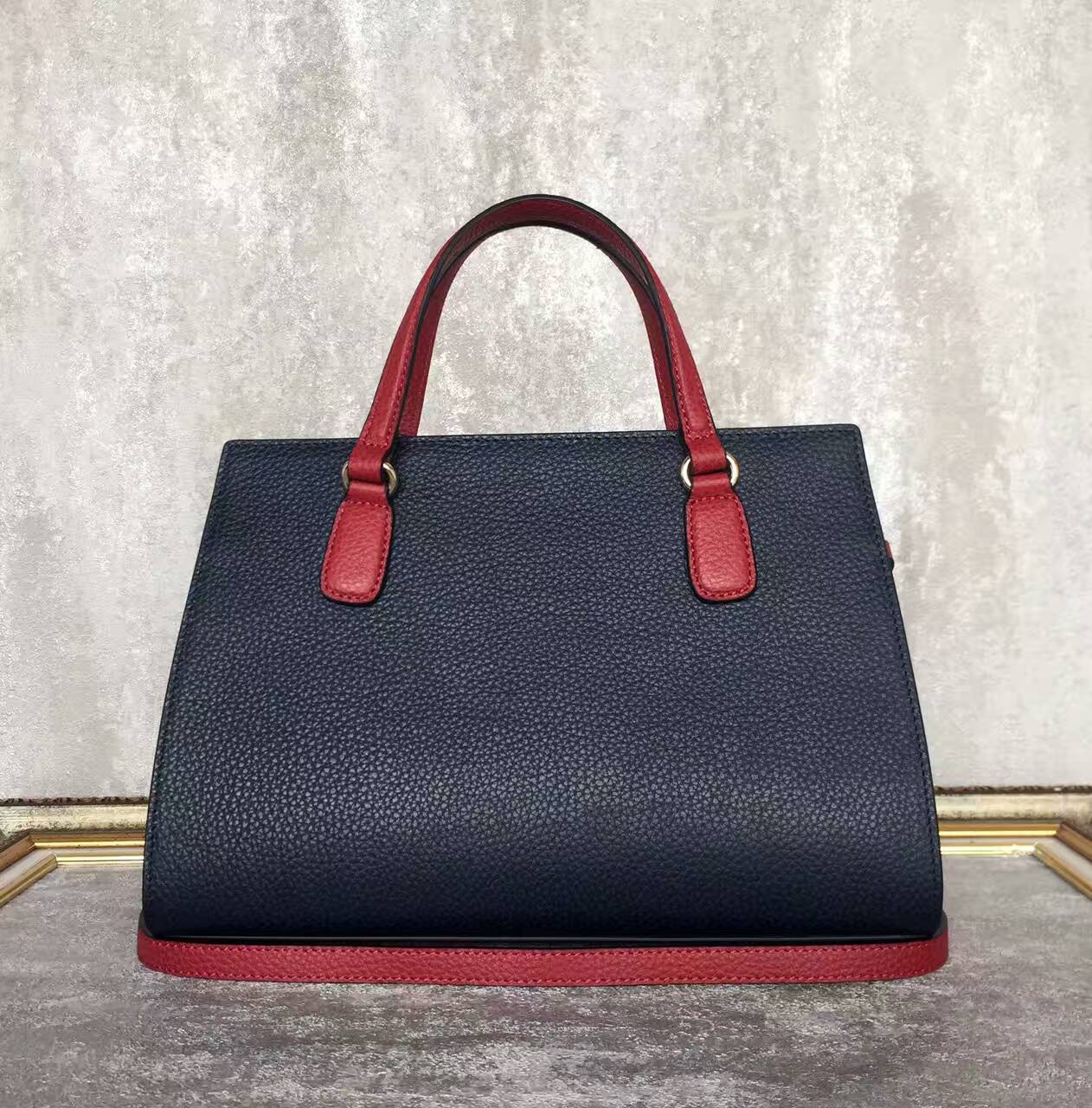 GUCCI Soho Leather Top Handle Bag 431572 Dark Blue&Burgundy&Offwhite