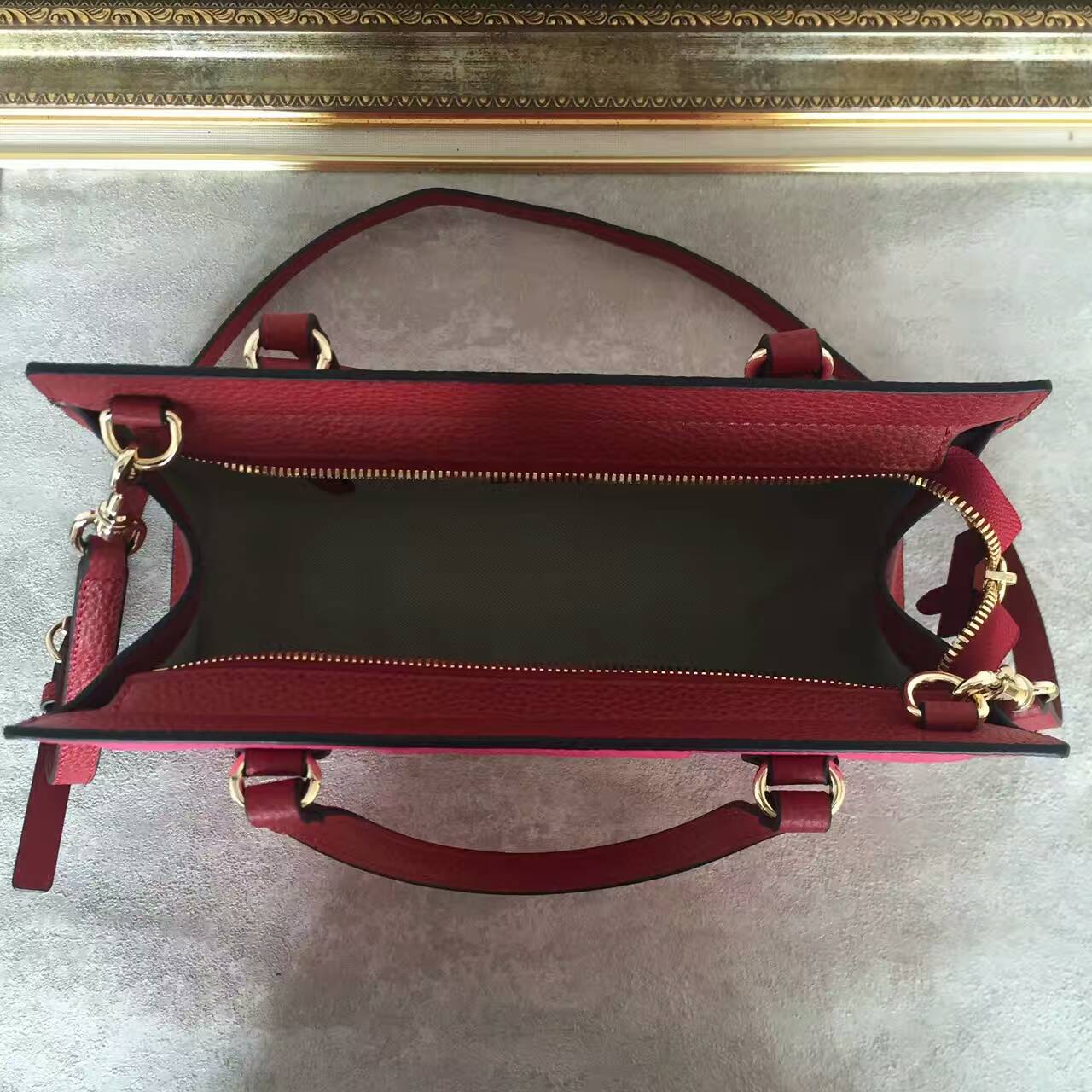 GUCCI Soho Leather Top Handle Bag 431572 Pink&Burgundy
